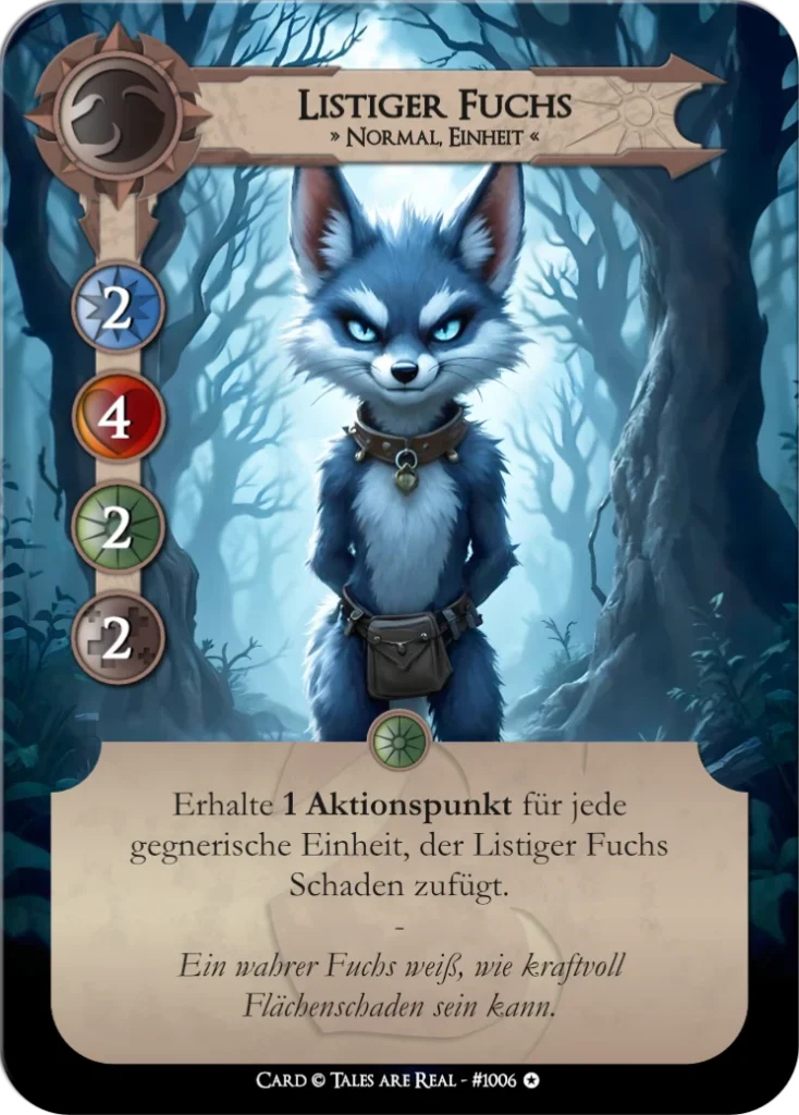 Spielkarte Listiger Fuchs vom Volk der Animalis von Tales are Real