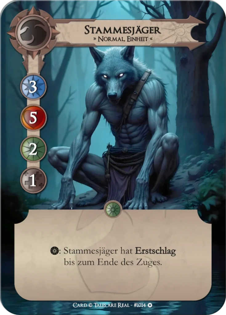 Spielekarte Stammesjäger vom Volk der Animalis von Tales are Real