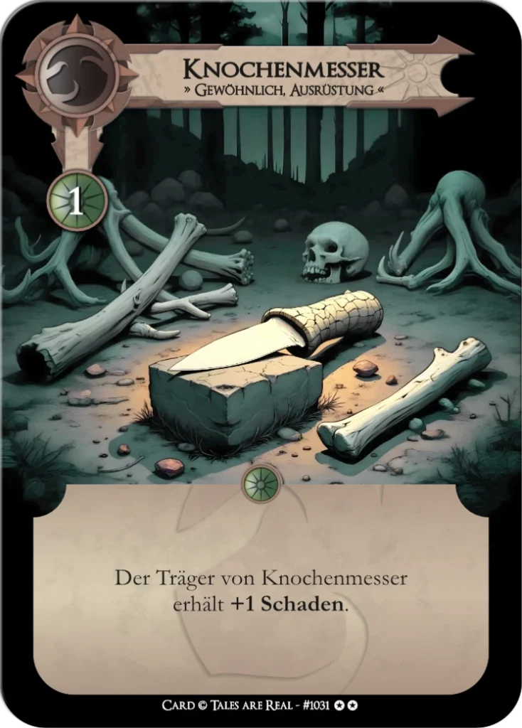 Spielkarte Knochenmesser vom Volk der Animalis von Tales are Real