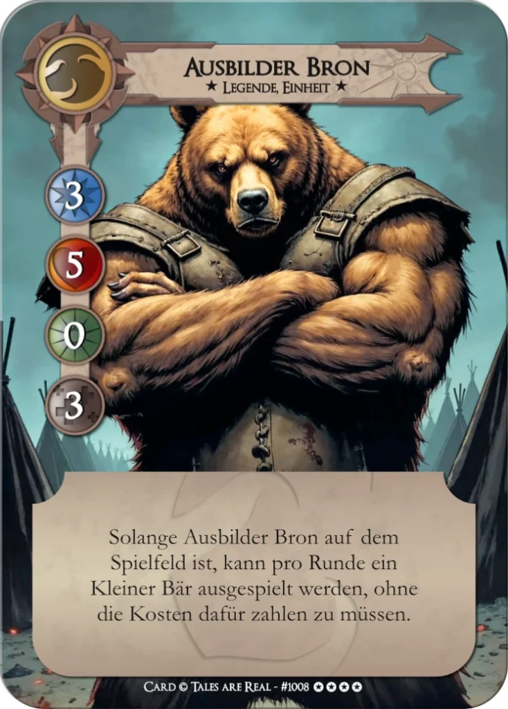 Spielkarte Ausbilder Bron vom Volk der Animalis von Tales are Real