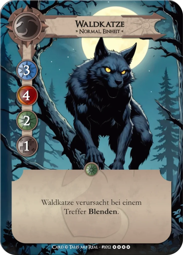 Spielkarte Waldkatze vom Volk der Animalis von Tales are Real