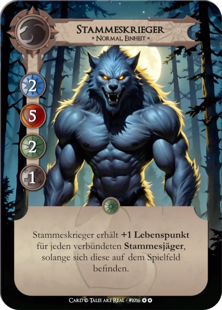 Spielkarte Stammeskrieger vom Volk der Animalis von Tales are Real