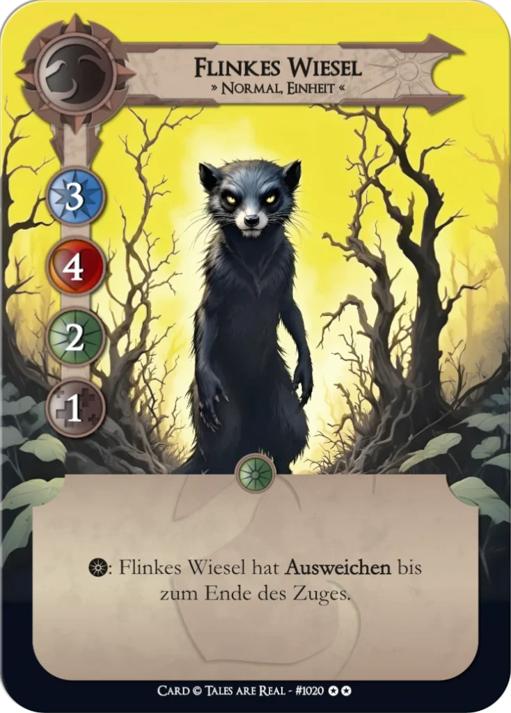 Spielkarte Flinkes Wiesel vom Volk der Animalis von Tales are Real