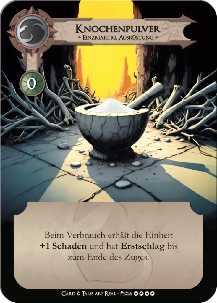 Spielkarte Knochenpulver vom Volk der Animalis von Tales are Real