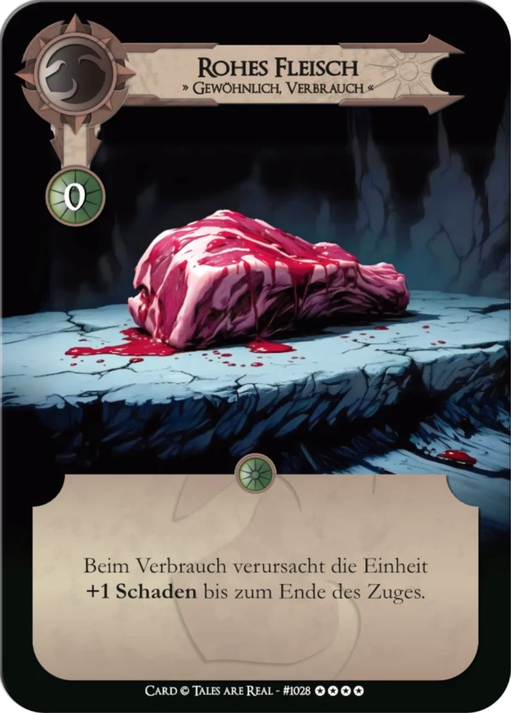 Spielkarte Rohes Fleisch vom Volk der Animalis von Tales are Real