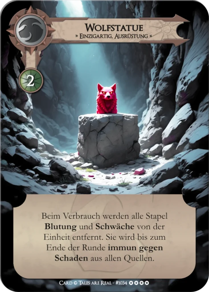 Spielkarte Wolfstatue vom Volk der Animalis von Tales are Real