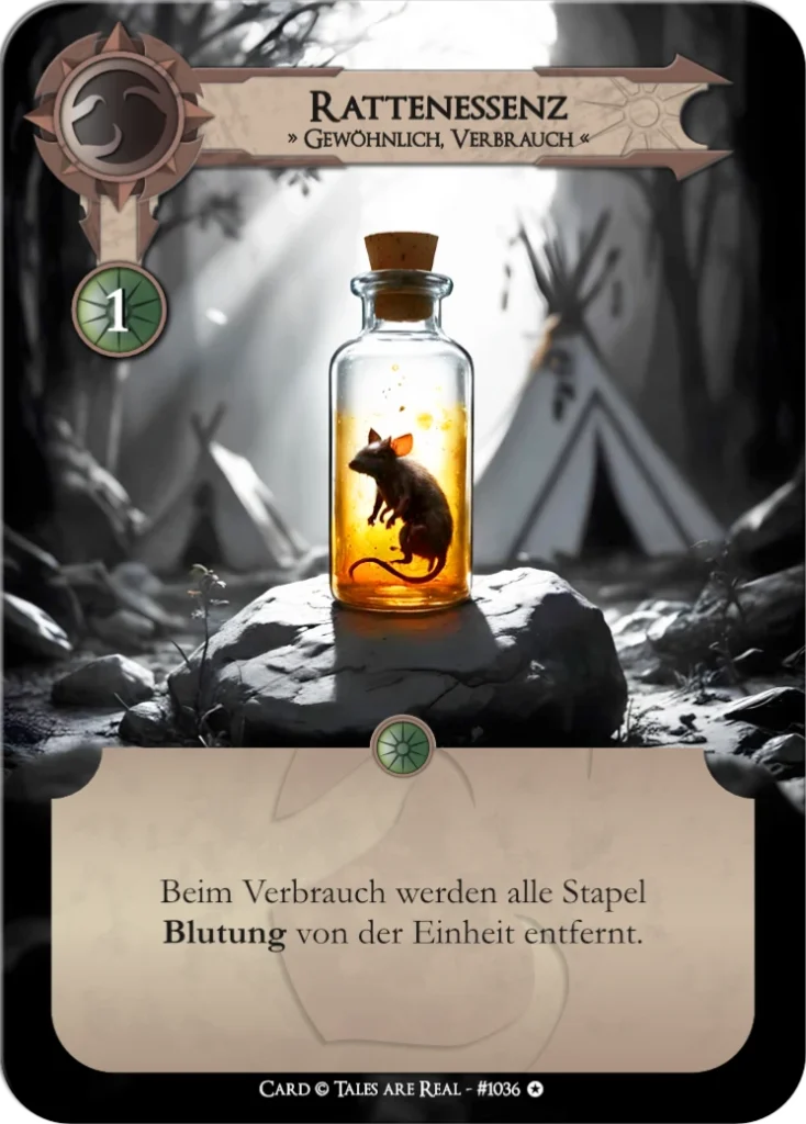 Spielkarte Rattenessenz vom Volk der Animalis von Tales are Real