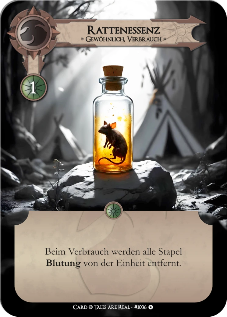 Spielkarte Rattenessenz vom Volk der Animalis von Tales are Real