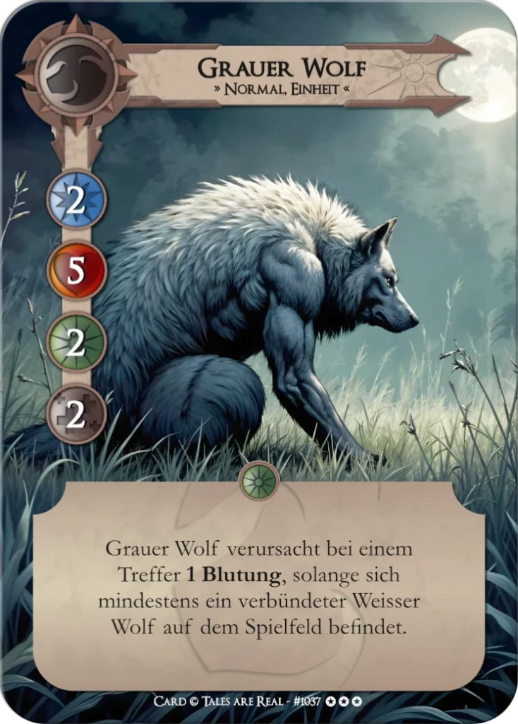 Spielkarte Grauer Wolf vom Volk der Animalis von Tales are Real