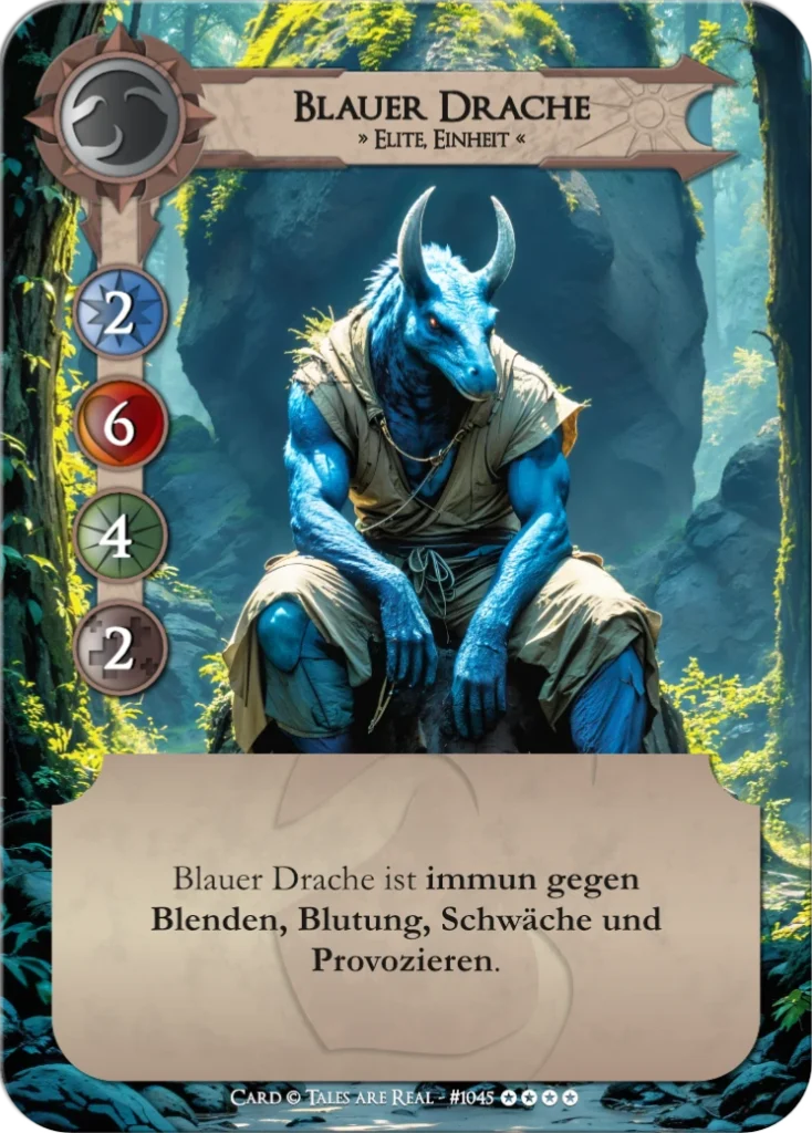 Spielkarte Blauer Drache vom Volk der Animalis von Tales are Real
