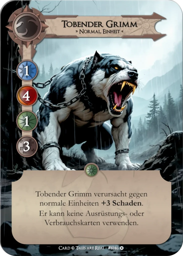 Spielkarte Tobender Grimm vom Volk der Animalis von Tales are Real