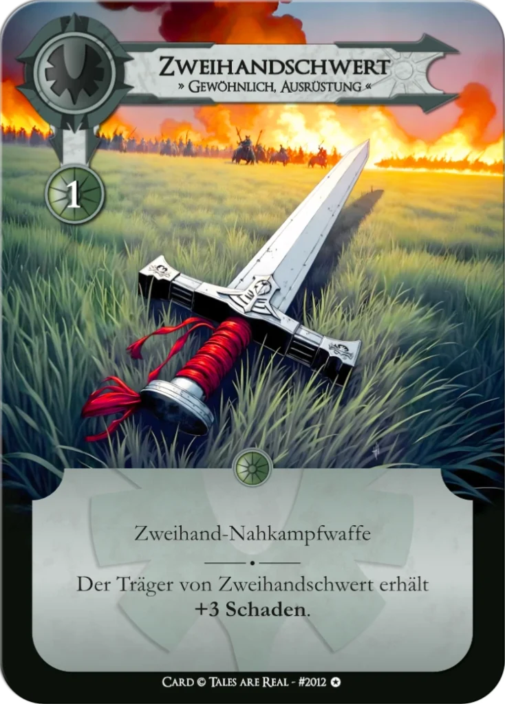 Spielkarte Zweihandschwert vom Volk der Menschen von Tales are Real